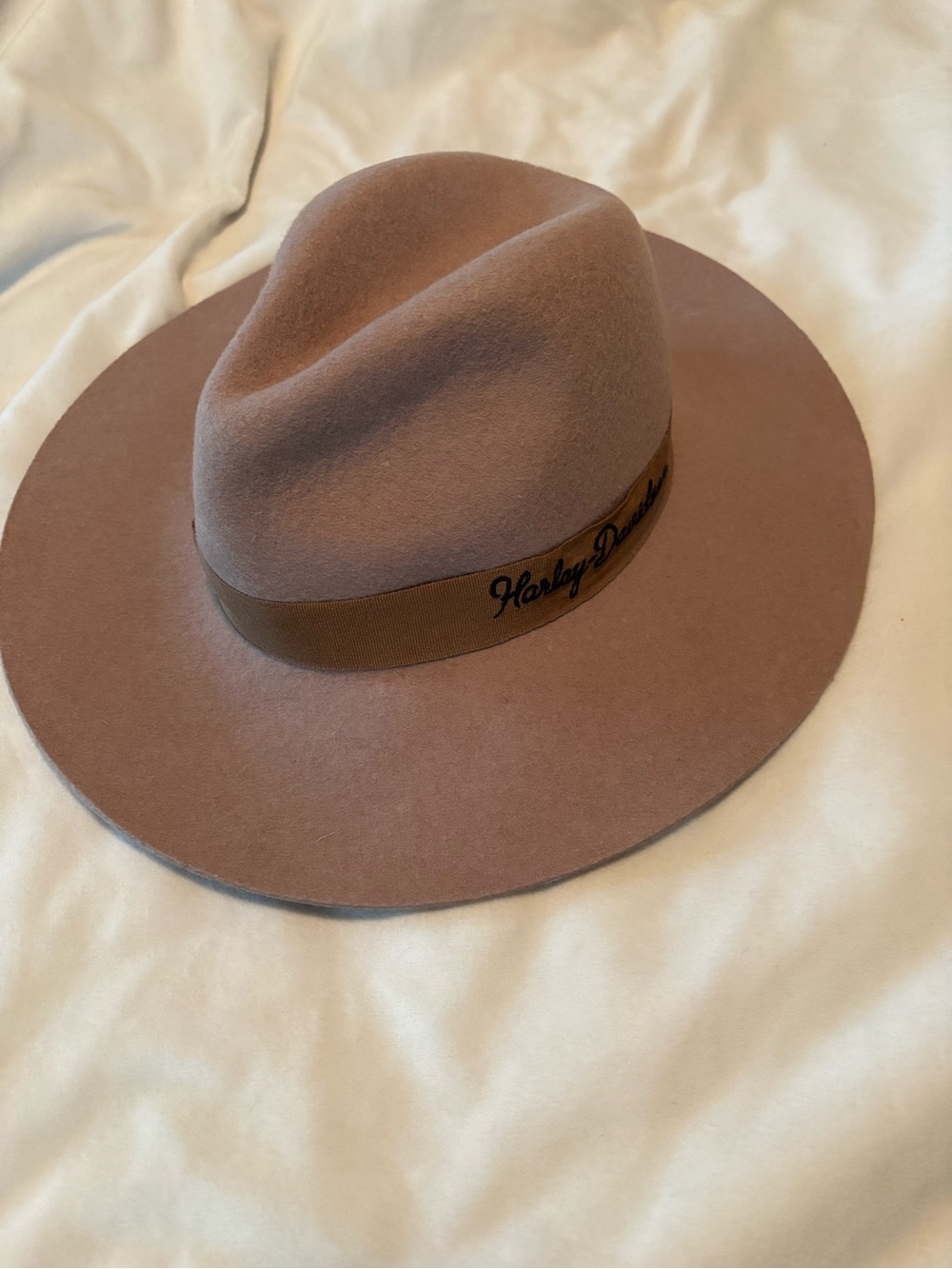 Harley-Davidson Women's Wide Brim Felt Hat in Taupe Brown